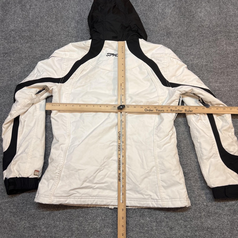 Spyder Jacket Womens 12 White Hooded Insulated Ski Snow Colorblock Pockets - Picture 11 of 13
